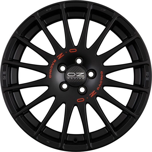OZ Superturismo GT Matt Black + Red Lettering Alufelge 8x17 Zoll ET35 LK 5x112 ML75