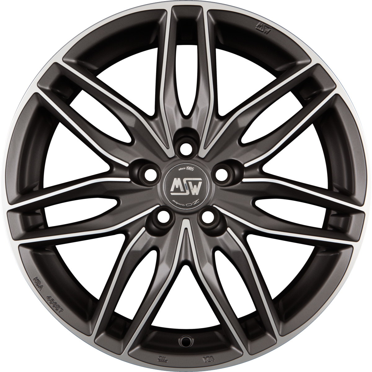 MSW 24 Matt Gun Metal Full Polished Alufelge 7.5x16 Zoll ET48 LK 5x112 ML73.1