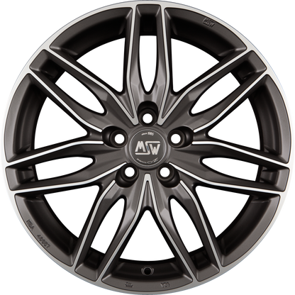 MSW 24 Matt Gun Metal Full Polished Alufelge 8x18 Zoll ET45 LK 5x114.3 ML73.1