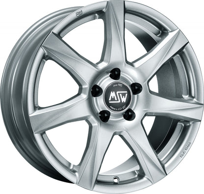 MSW 77 full silver Alufelge 5x14 Zoll ET45 LK 4x100 ML63.3