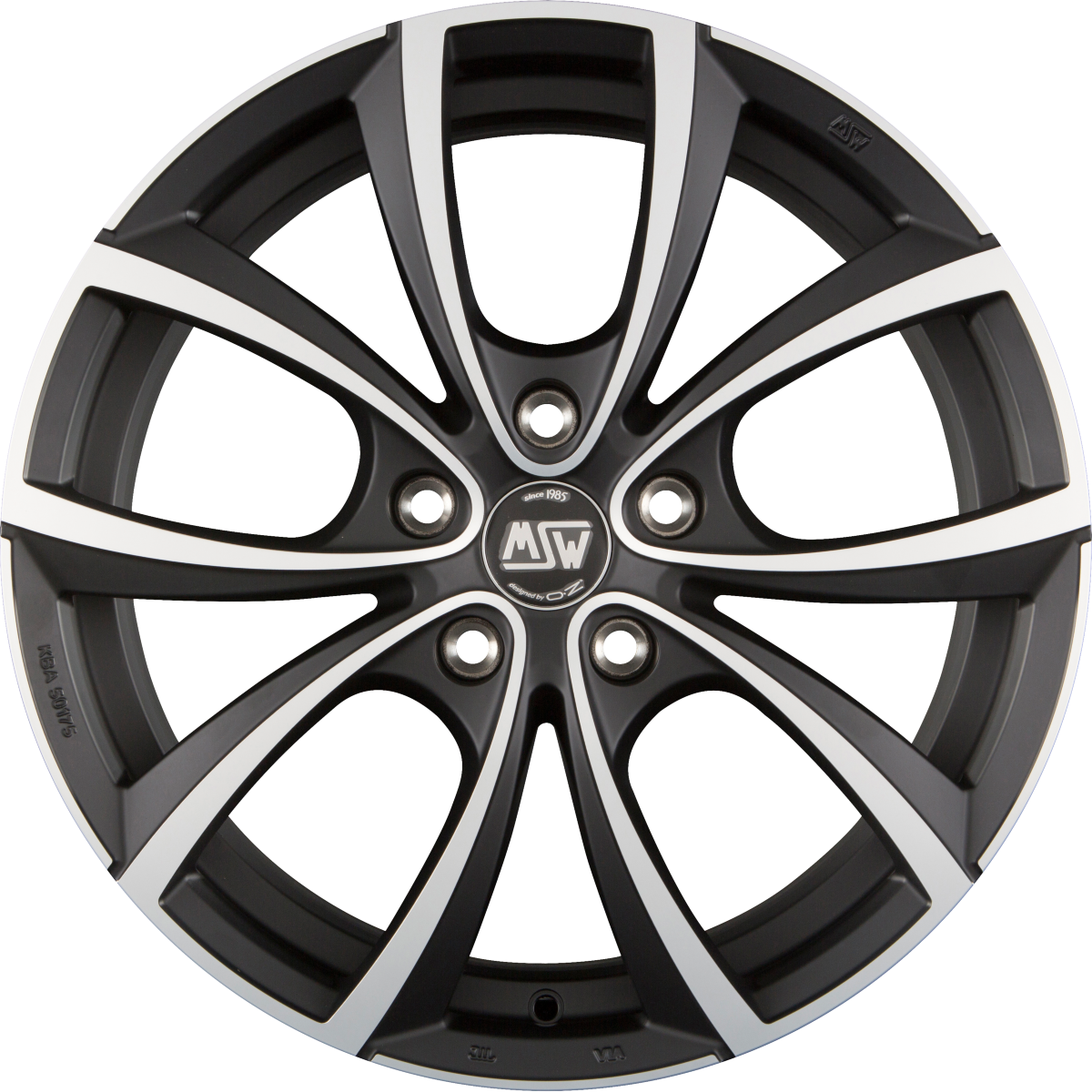 MSW 27 Matt Dark Titanium Full Polished Alufelge 7.5x17 Zoll ET48 LK 5x112 ML73.1