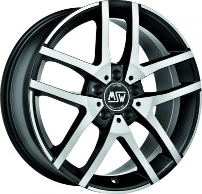 MSW 28 matt black polished Alufelge 6.5x16 Zoll ET50 LK 5x114.3 ML67.1