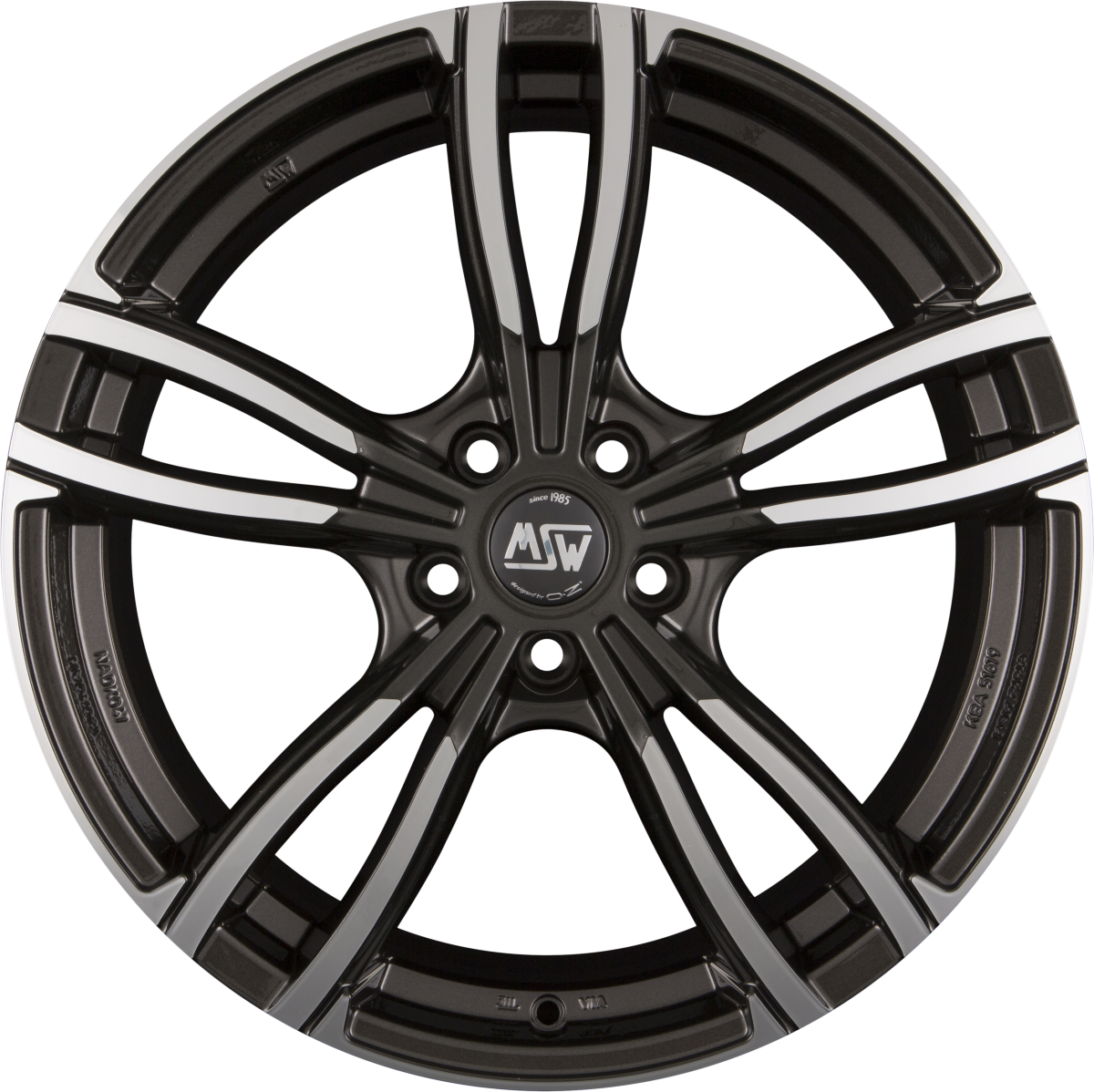 MSW 73 Gloss Dark Grey Full Polish Alufelge 8x18 Zoll ET35 LK 5x112 ML73.1