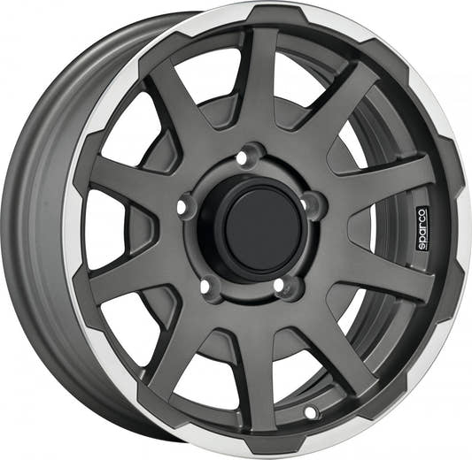 Sparco Dakar matt dark graphite lip polished Alufelge 5.5x16 Zoll ET5 LK 5x139.7 ML108.3