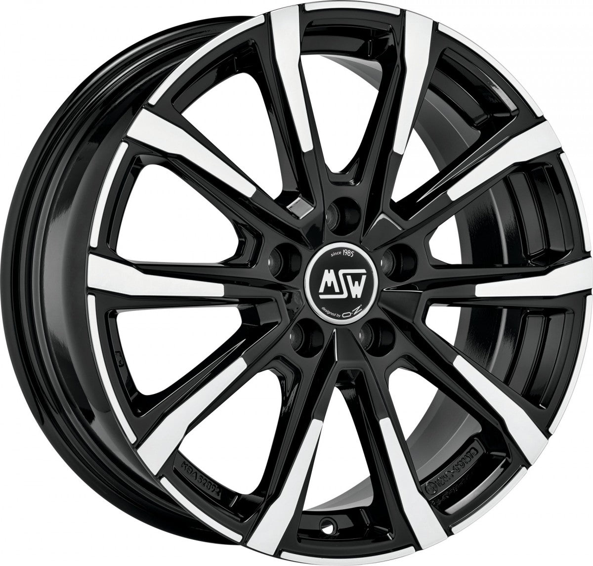 MSW 79 gloss black full polished Alufelge 7x18 Zoll ET35 LK 5x114.3 ML66.06