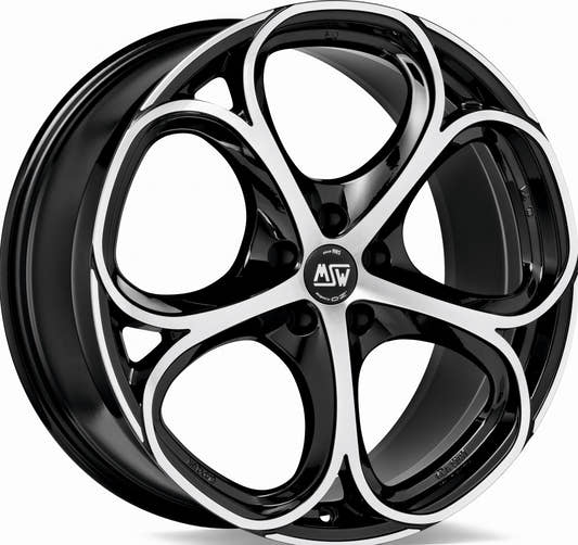 MSW 82 gloss black full polished Alufelge 8x18 Zoll ET40 LK 5x110 ML65.06