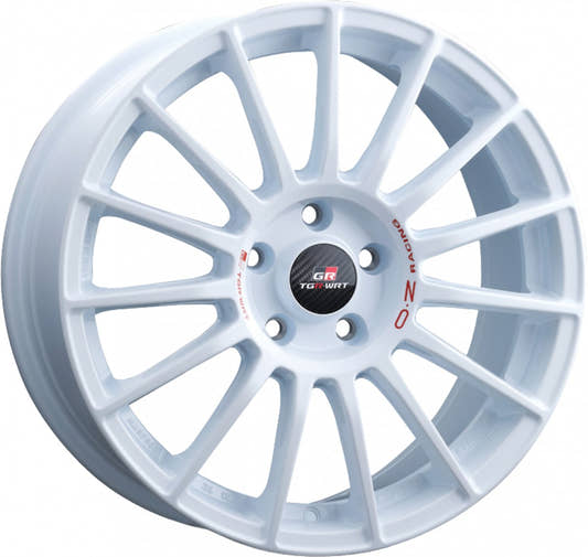 OZ Superturismo TGR-WRT race white + red lettering Alufelge 8x18 Zoll ET38 LK 5x114.3 ML75