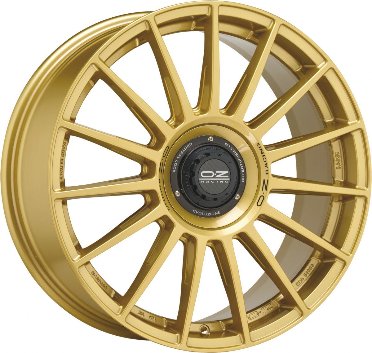 OZ Superturismo Evoluzione race gold + black lettering Alufelge 8x18 Zoll ET45 LK 5x112 ML66.7
