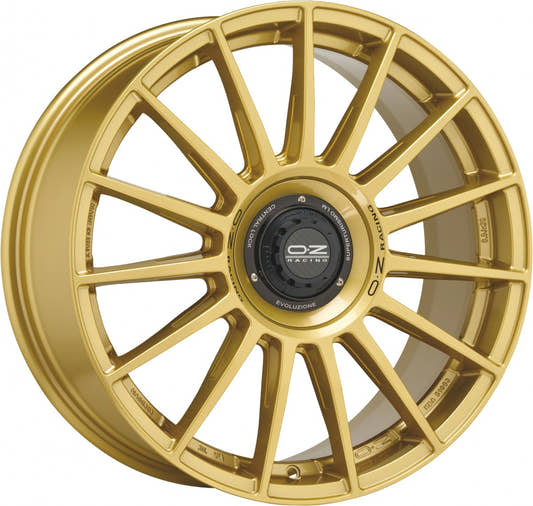 OZ Superturismo Evoluzione race gold + black lettering Alufelge 8x18 Zoll ET35 LK 5x112 ML75