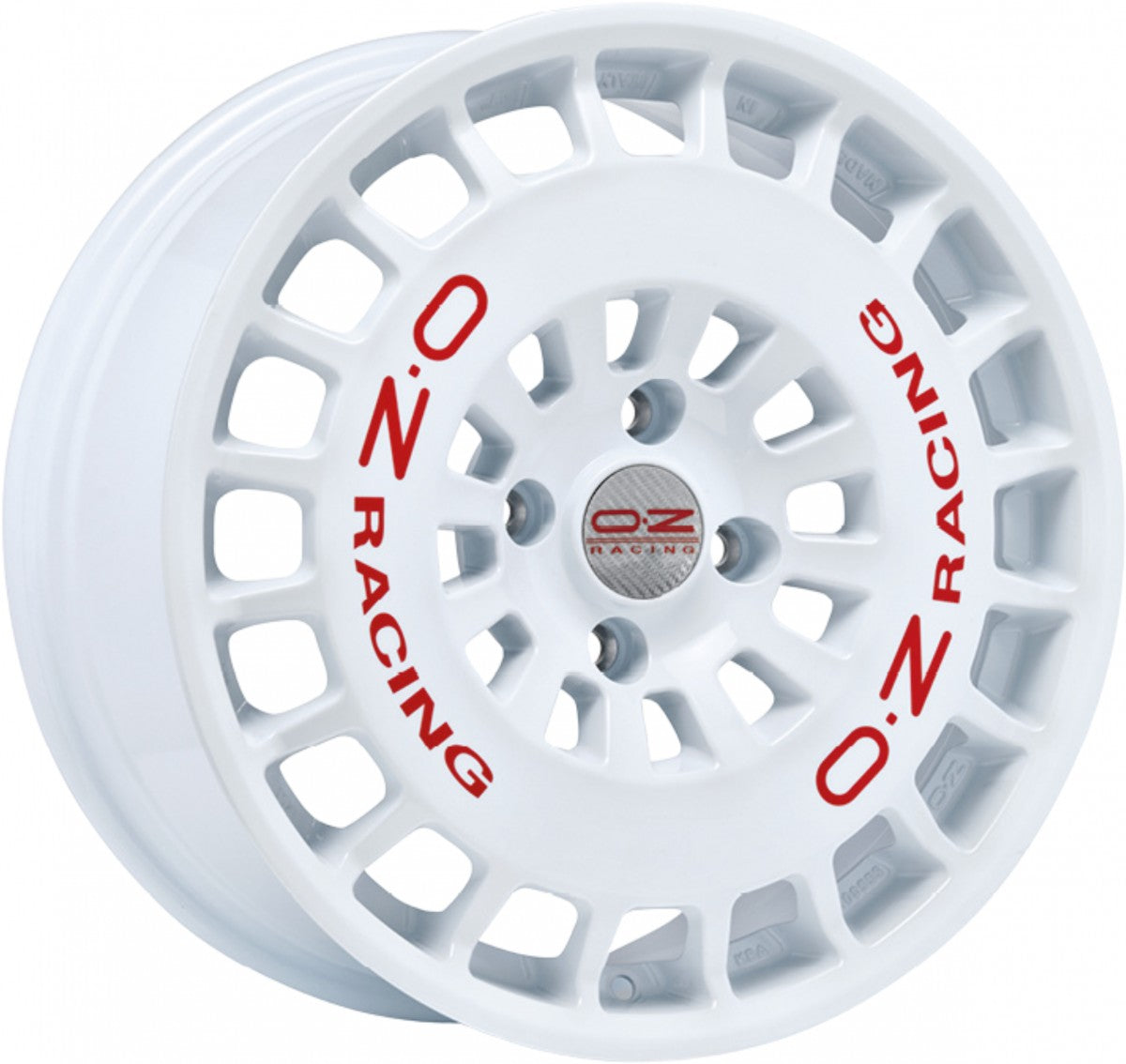 OZ RR40 race white + red lettering Alufelge 7.5x18 Zoll ET38 LK 5x114.3 ML73.1