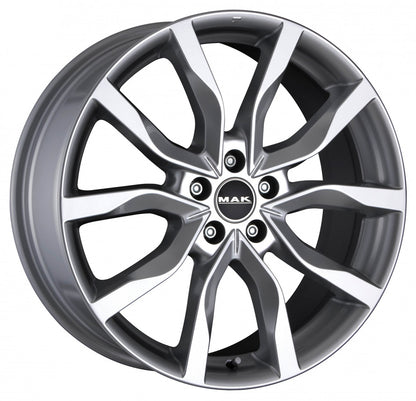 Mak Highlands silver Alufelge 8x19 Zoll ET45 LK 5x108 ML63.4
