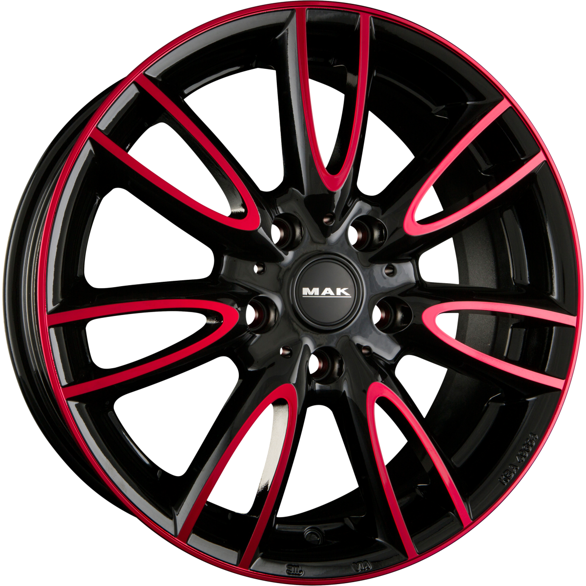 Mak Jackie Black & Red Alufelge 7x17 Zoll ET54 LK 5x112 ML66.6 – Bild 2