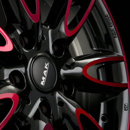 Mak Jackie Black & Red Alufelge 7x17 Zoll ET54 LK 5x112 ML66.6 – Bild 5