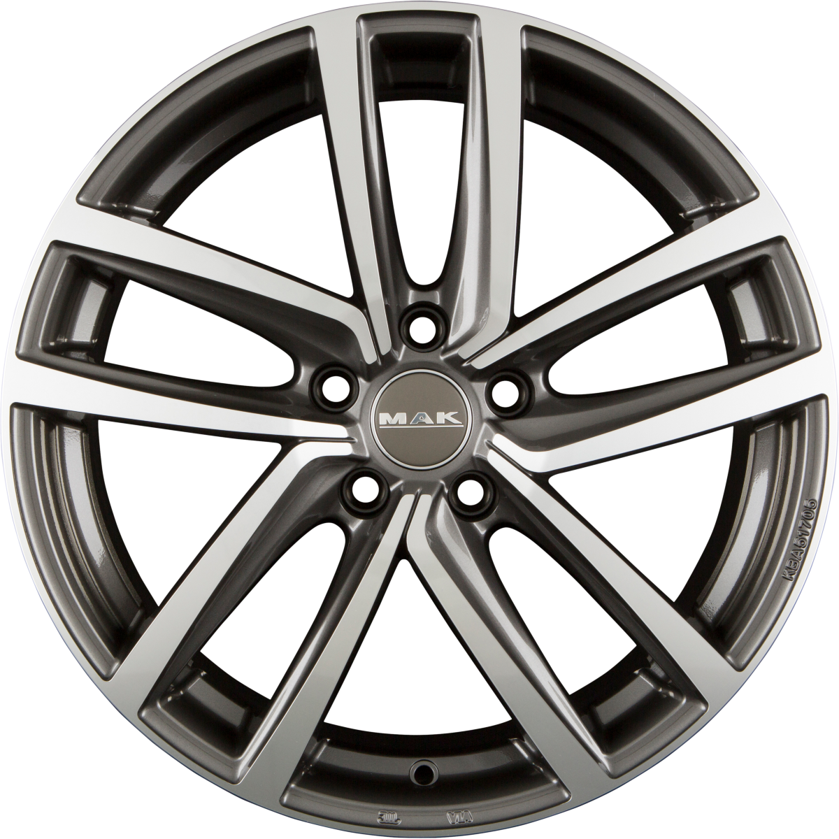 Mak Dresden Gun Metal Mirror Face Alufelge 8x19 Zoll ET50 LK 5x112 ML57.1