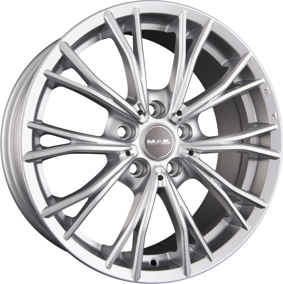 Mak Mark Silver Alufelge 8x18 Zoll ET43 LK 5x120 ML72.6 – Bild 2