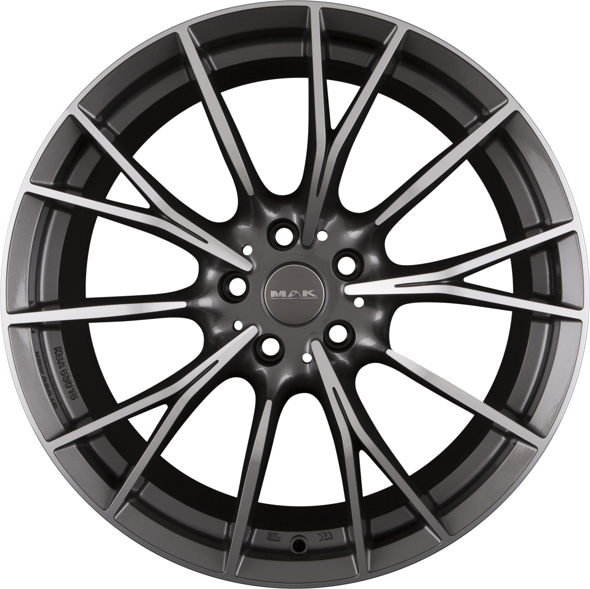 Mak Fabrik Gun Metal Mirror Face Alufelge 9.5x19 Zoll ET44 LK 5x112 ML66.6