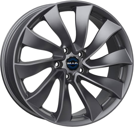 Mak Solar gloss gun metallic Alufelge 8.5x18 Zoll ET38 LK 5x114.3 ML64.1