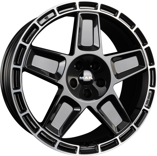 Mak Trek Gloss Black Mirror Ring Alufelge 9x20 Zoll ET25 LK 5x130 ML84.1 – Bild 2