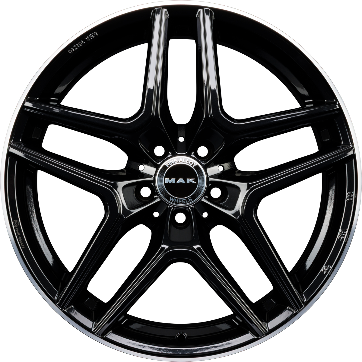 Mak Aurum Gloss Black Mirror Ring Alufelge 9x18 Zoll ET50 LK 5x112 ML66.6