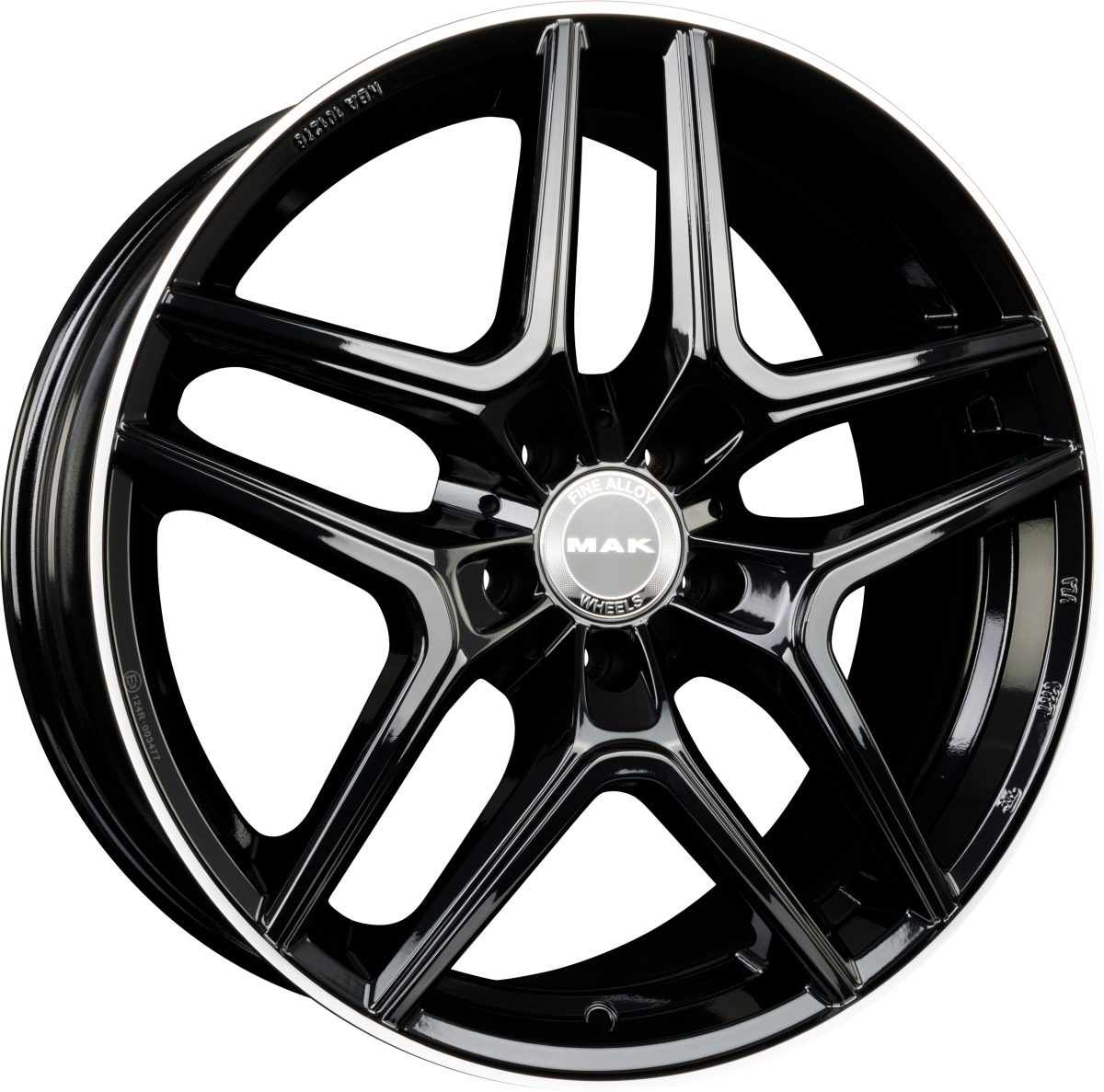 Mak Aurum Gloss Black Mirror Ring Alufelge 9x18 Zoll ET57 LK 5x112 ML66.6 – Bild 2