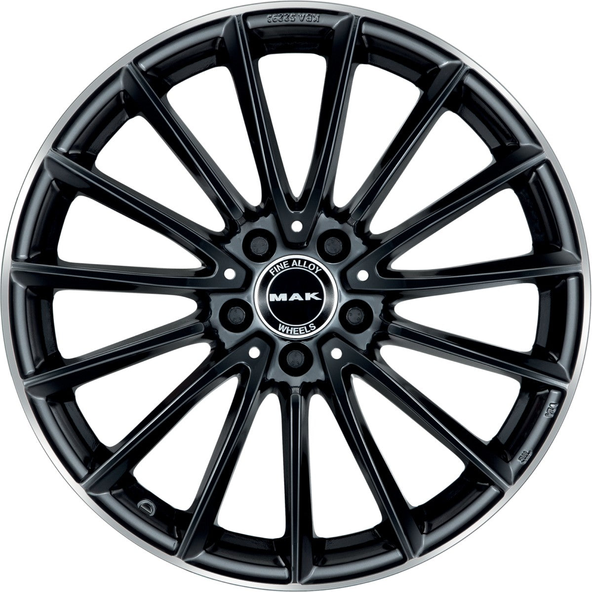 Mak Komet gloss black mirror ring Alufelge 9x18 Zoll ET42 LK 5x112 ML66.6 – Bild 2