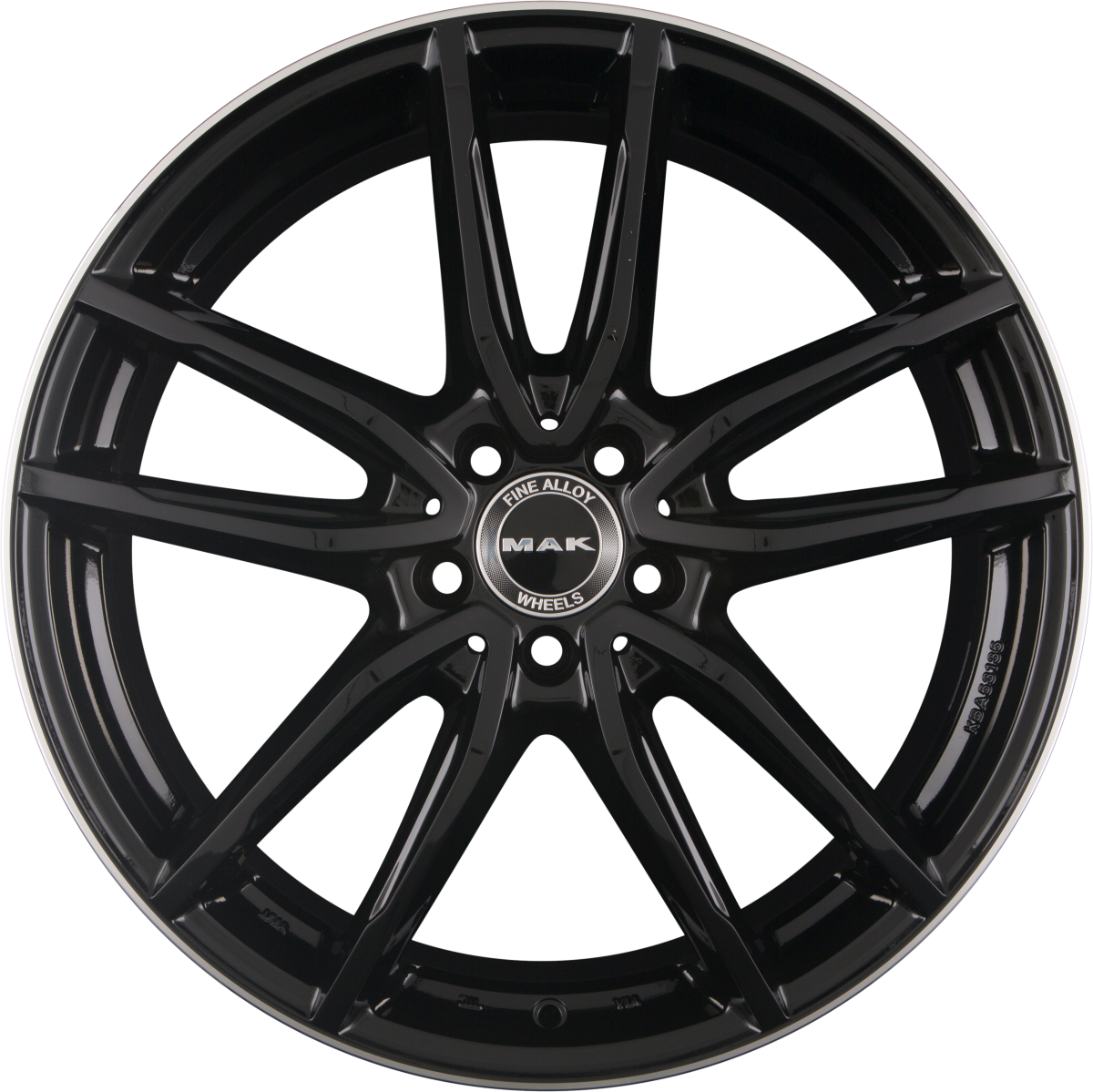 Mak Evo Gloss Black Mirror Ring Alufelge 8x18 Zoll ET48 LK 5x112 ML66.6
