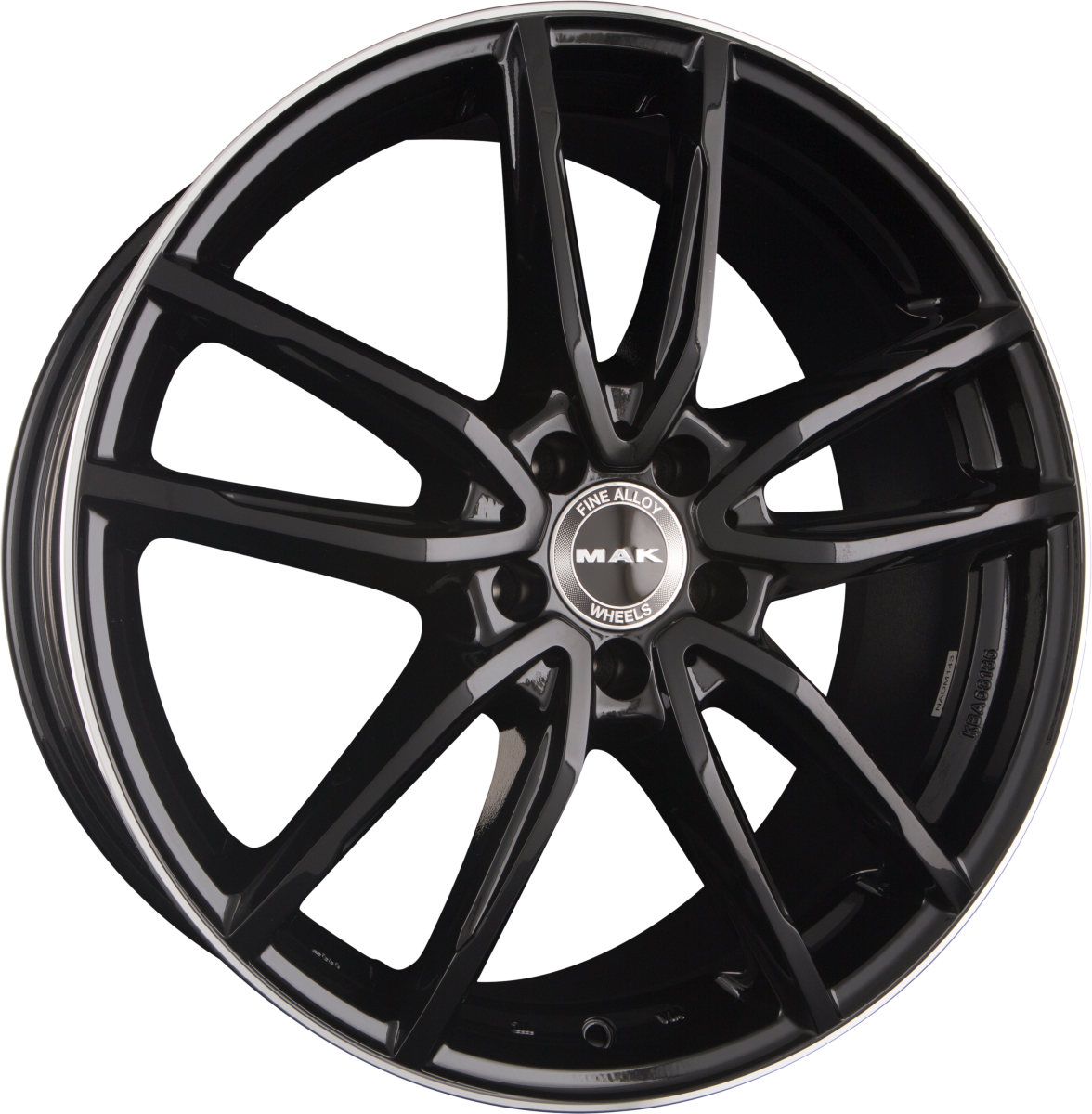 Mak Evo Gloss Black Mirror Ring Alufelge 8x18 Zoll ET48 LK 5x112 ML66.6 – Bild 2