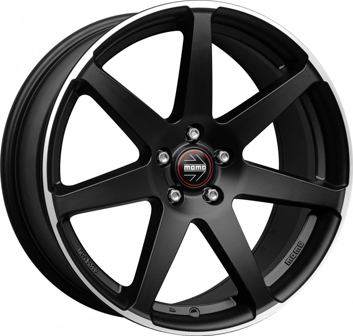 Momo Seven black matt polish Alufelge 8x18 Zoll ET42 LK 5x112 ML72.3