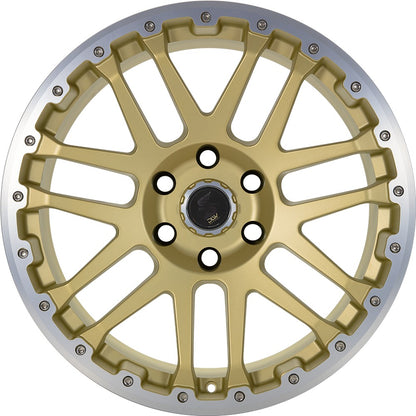 Etabeta Combat CV gold matt lip + cap polished Alufelge 8x17 Zoll ET45 LK 5x120 ML65.1 – Bild 2