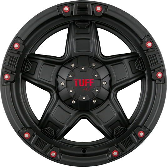 Tuff A.T. T10 Black Matt with Red Accents Alufelge 9x18 Zoll ET12 LK 5x114.3 ML78.1