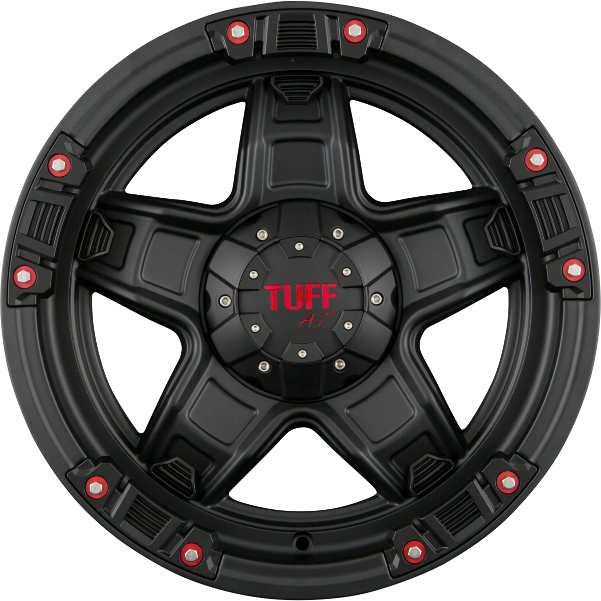 Tuff A.T. T10 Black Matt with Red Accents Alufelge 9x18 Zoll ET12 LK 5x114.3 ML78.1