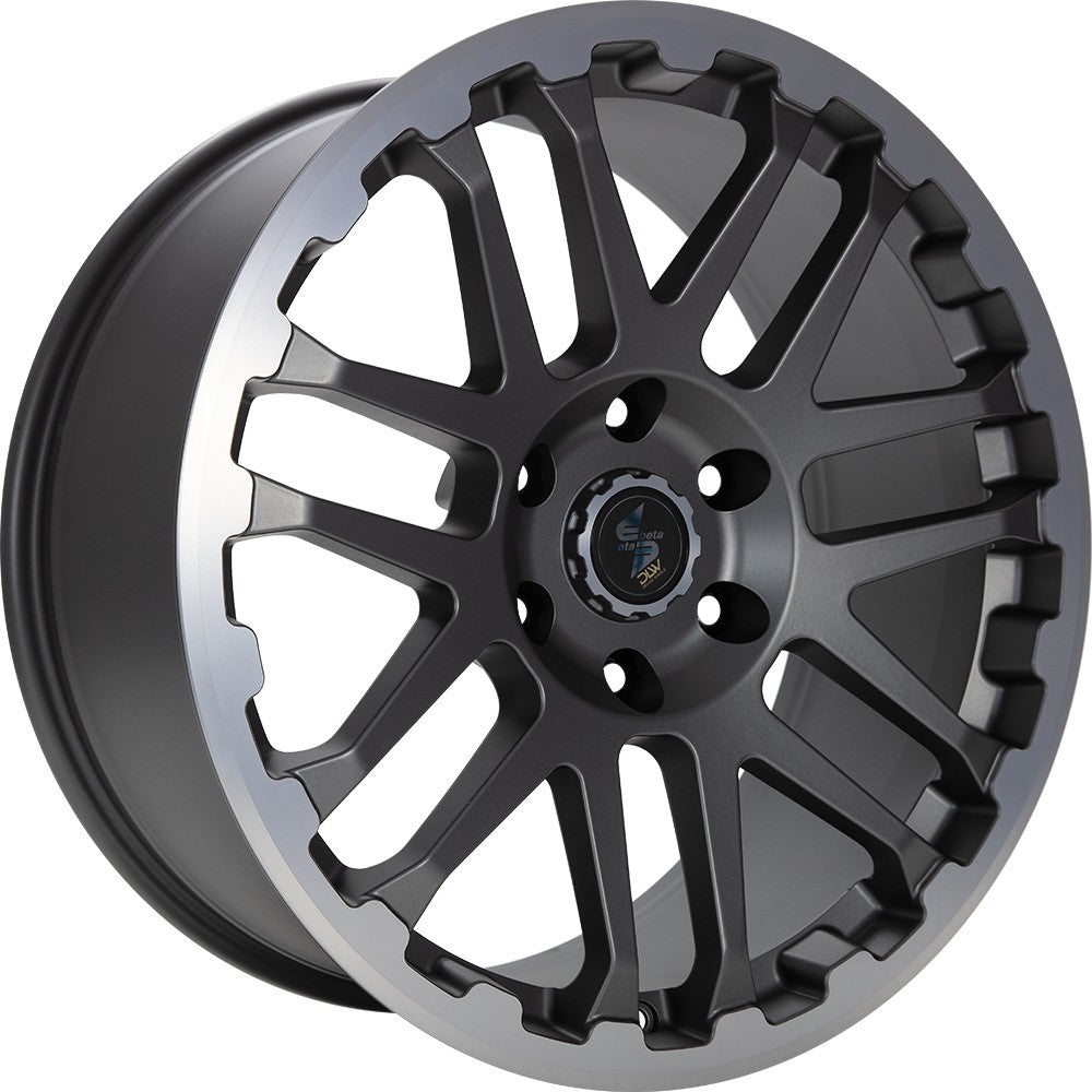 Etabeta Combat anthracite matt lip + cap polished Alufelge 8x18 Zoll ET45 LK 6x139.7 ML93.1
