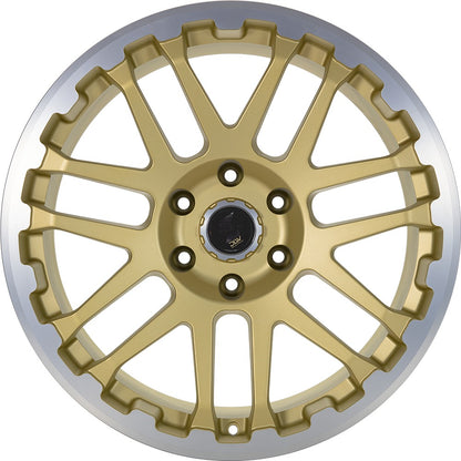 Etabeta Combat gold matt lip + cap polished Alufelge 8x18 Zoll ET50 LK 5x160 ML65.1 – Bild 2