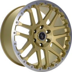 Etabeta Combat CV gold matt lip + cap polished Alufelge 10x22 Zoll ET45 LK 6x139.7 ML93.1