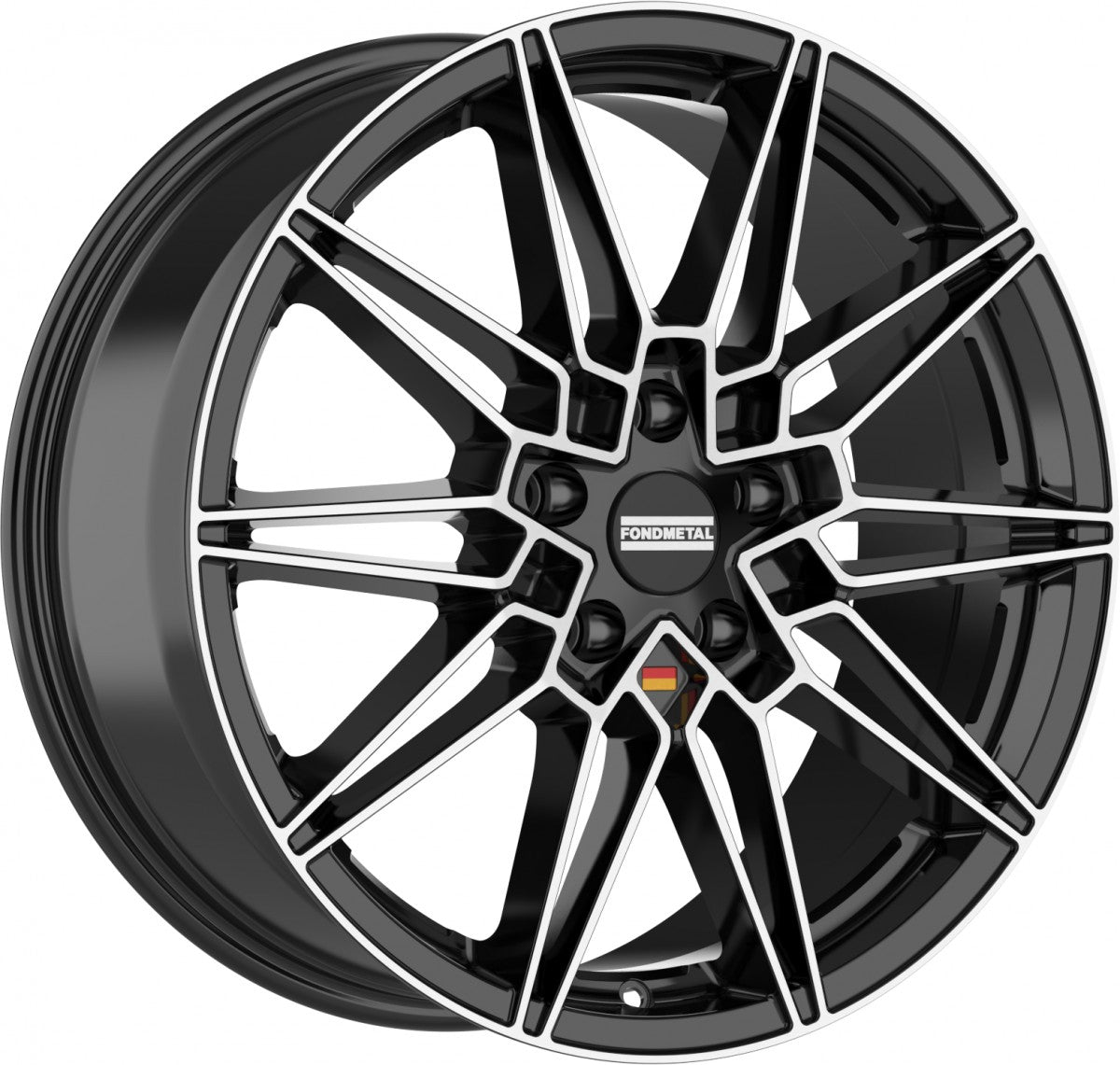 Fondmetal Thoe glossy black machined Alufelge 8x18 Zoll ET26 LK 5x120 ML72.5