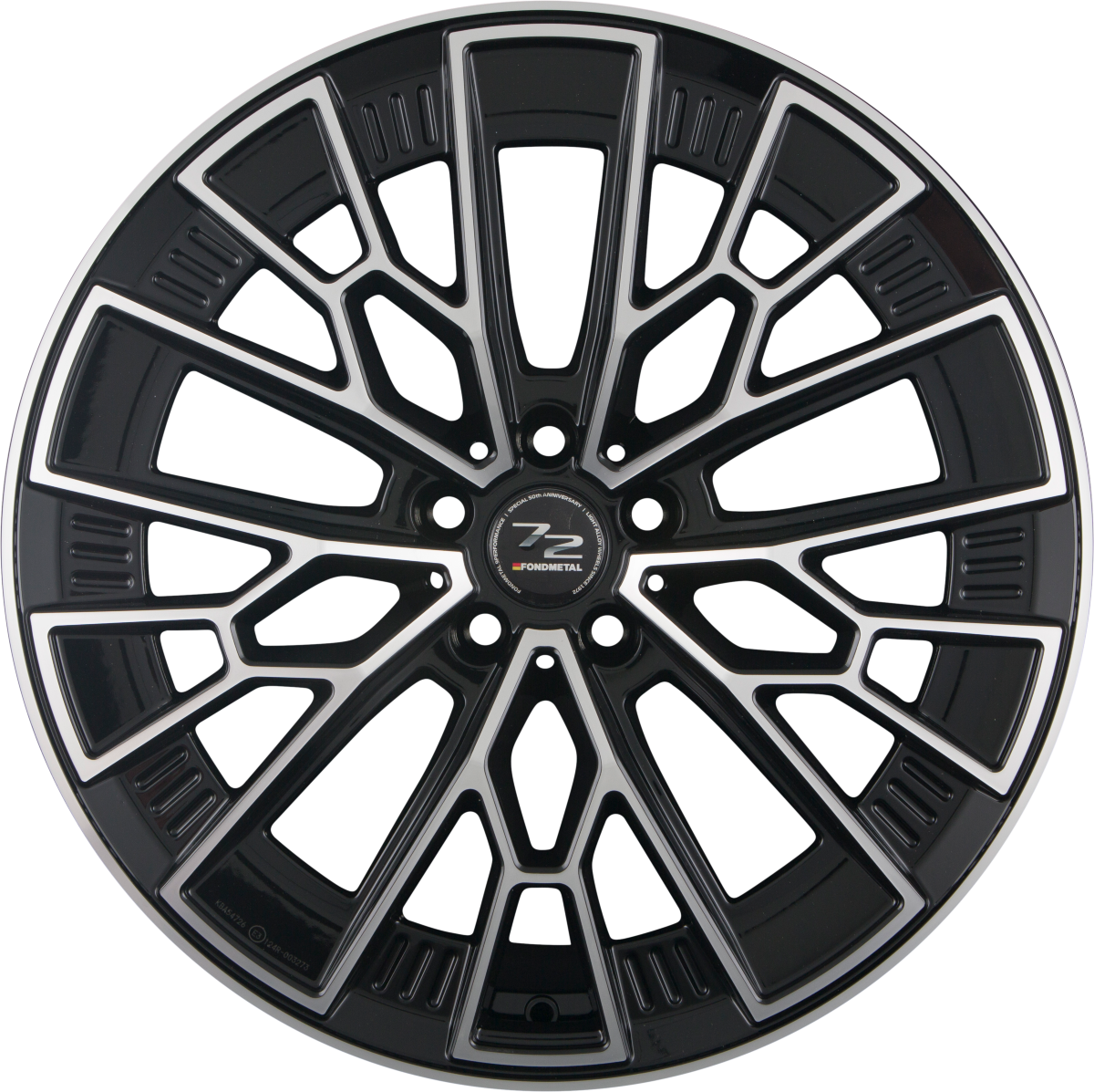 Fondmetal 1972 Glossy Black Machined Alufelge 9x20 Zoll ET44 LK 5x108 ML63.4