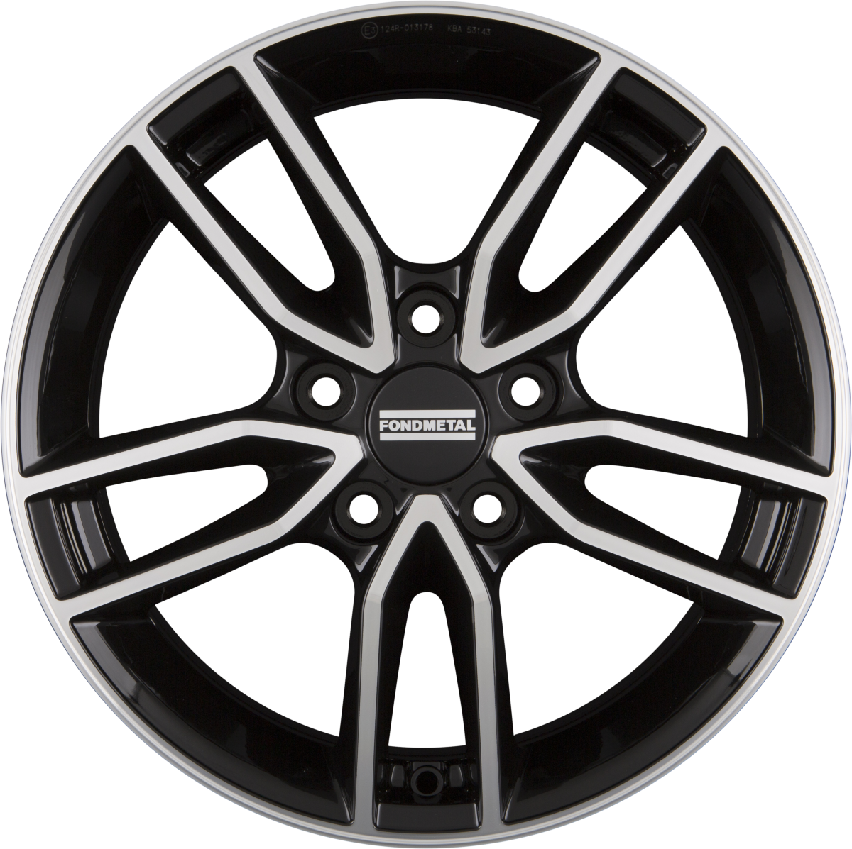 Fondmetal Koros Glossy Black Machined - Diamond Black Alufelge 6.5x16 Zoll ET39 LK 5x100 ML57.1