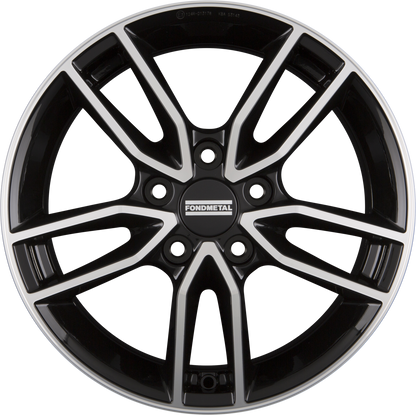 Fondmetal Koros Glossy Black Machined - Diamond Black Alufelge 6.5x16 Zoll ET39 LK 5x100 ML57.1