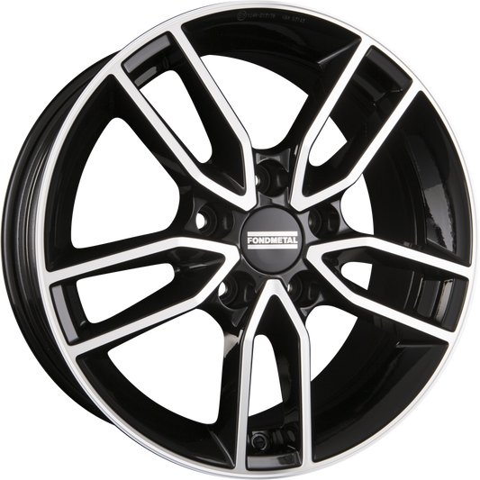 Fondmetal Koros Glossy Black Machined - Diamond Black Alufelge 6.5x16 Zoll ET39 LK 5x100 ML57.1 – Bild 2