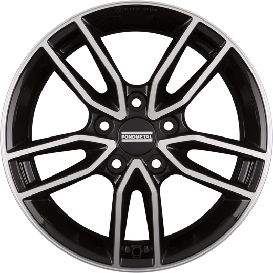 Fondmetal Koros Glossy Black Machined - Diamond Black Alufelge 7x17 Zoll ET40 LK 5x100 ML57.1