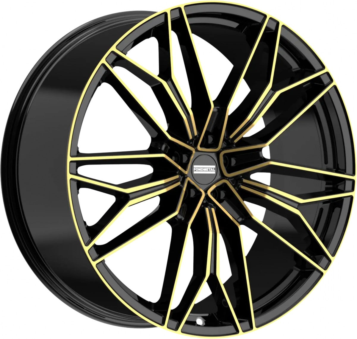 Fondmetal STC-23 black clearcoat glossy gold machined Alufelge 10x23 Zoll ET28 LK 5x130 ML71.6