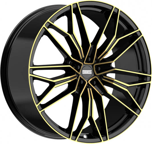 Fondmetal STC-23 black clearcoat glossy gold machined Alufelge 11.5x23 Zoll ET38 LK 5x112 ML66.5