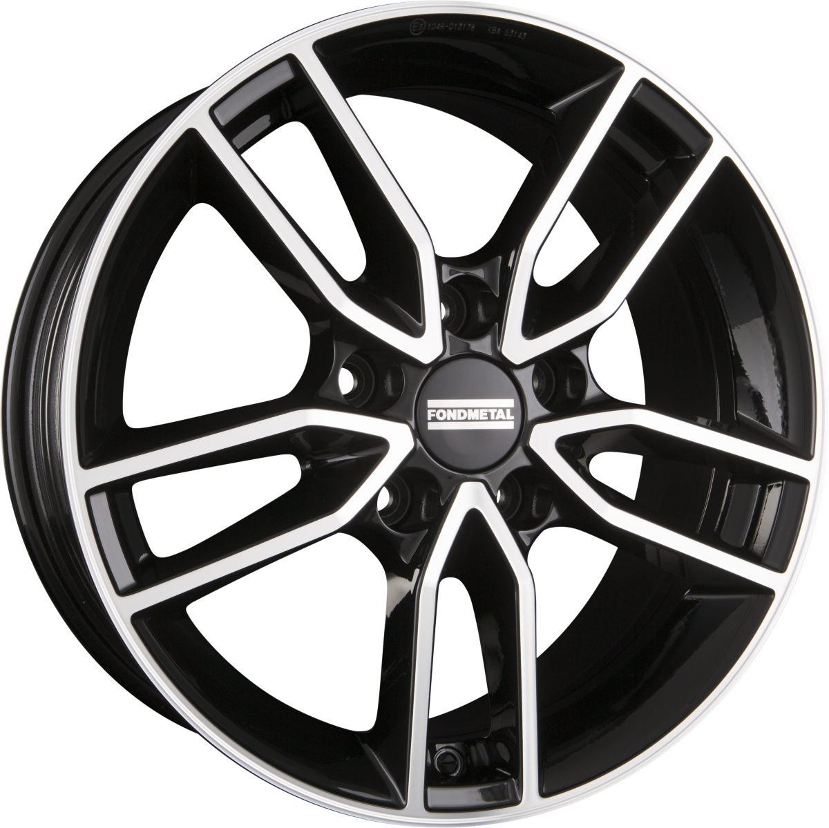 Fondmetal Koros Glossy Black Machined - Diamond Black Alufelge 7.5x18 Zoll ET45 LK 5x114.3 ML66.1 – Bild 2