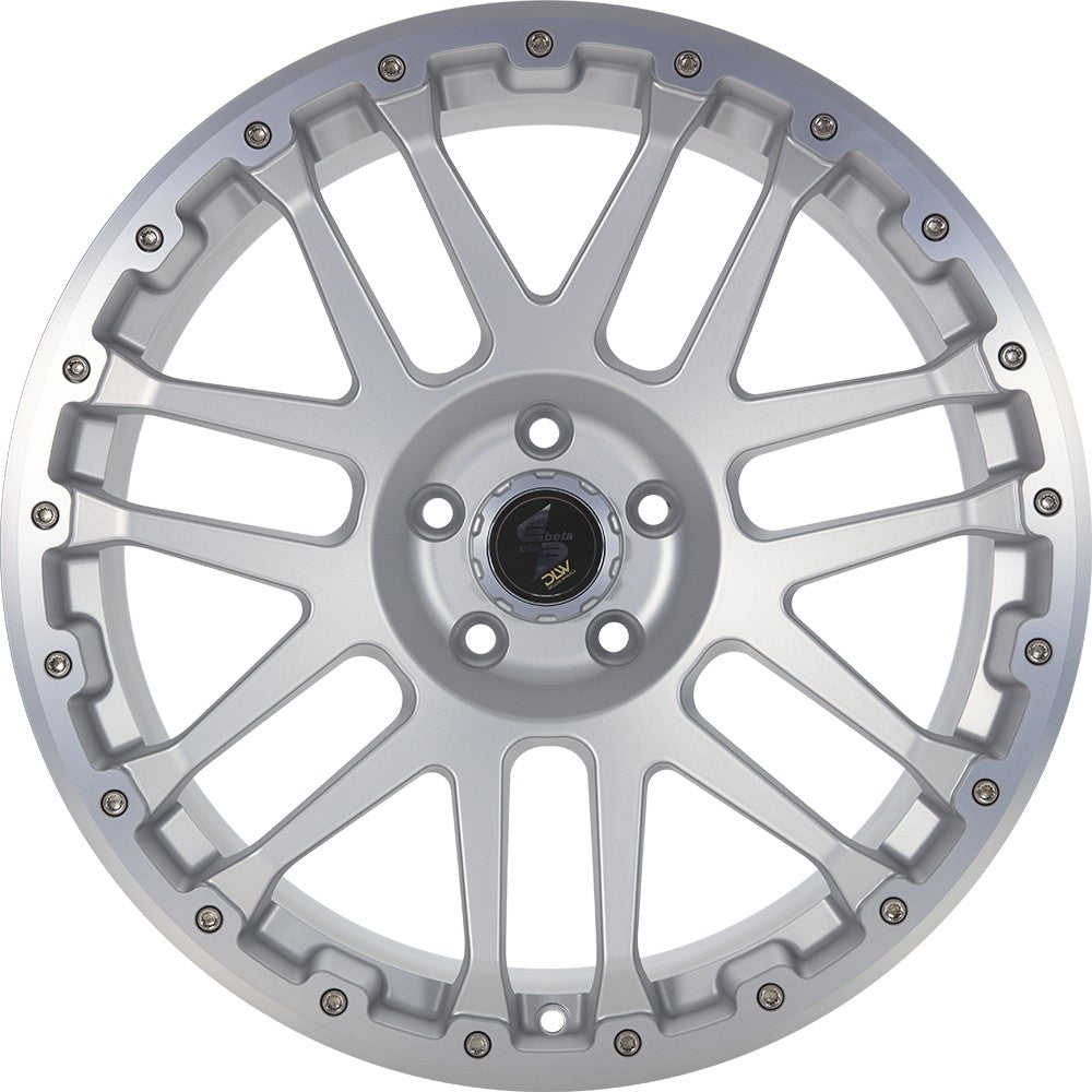 Etabeta Combat CV silver matt lip + cap polished Alufelge 8x18 Zoll ET45 LK 6x120 ML74.6 – Bild 2