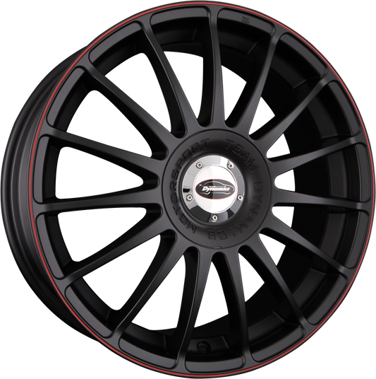 Team Dynamics Monza RS Racing-Black + Felgenhorn in Rot 7.5x18 Zoll ET25 LK 4x98 ML73.1 – Bild 2
