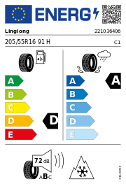 Linglong Sport Master Winter 3PMSF 205/55 R16 91H Winter – EU-Reifenlabel