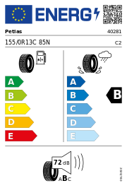 Petlas Full Power PT 825+ 155/0R13C 85N – EU-Reifenlabel