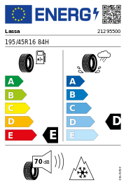 Lassa Snoways 3 3PMSF XL 195/45 R16 84H Winter – EU-Reifenlabel