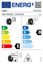Lassa Multiways C M+S 3PMSF 195/75R16C 110/108R Ganzjahr – EU-Reifenlabel