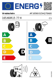 Vredestein Quatrac 3PMSF 165/60 R15 77H Ganzjahr – EU-Reifenlabel